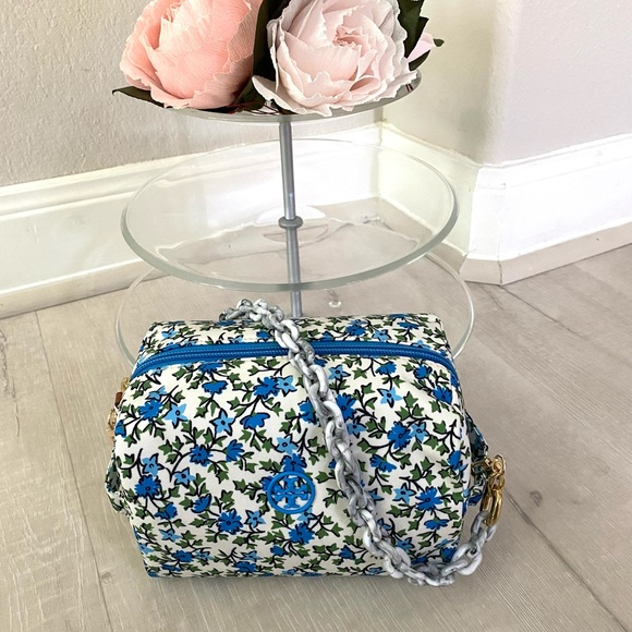 Tory Burch-Piper Large Cosmetic Bag, Blue Ivy - Picture 3 of 7